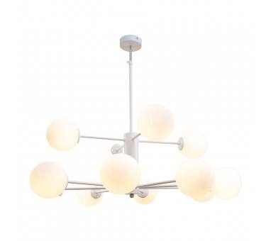 InLight Κρεμαστό φωτιστικό από λευκό μέταλλο και λευκή οπαλίνα 12XG9 D:90cm (5012-12)