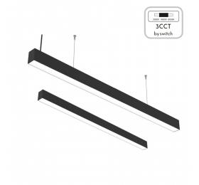 InLight Κρεμαστό φωτιστικό LED 60W 3CCT (By Switch) από αλουμίνιο σε μαύρη απόχρωση D:180cm (6072-180-BL)