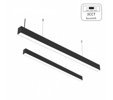 InLight Κρεμαστό φωτιστικό LED 30W 3CCT (By Switch) από αλουμίνιο σε μαύρη απόχρωση D:90cm (6072-90-BL)