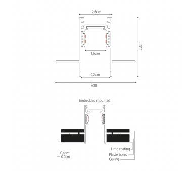 InLight Χωνευτή μαγνητική ράγα σε μαύρη απόχρωση D:1m (TR009-BL)