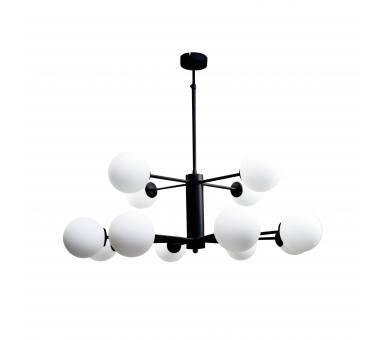 InLight Κρεμαστό φωτιστικό από μαύρο μέταλλο και λευκή οπαλίνα 12XG9 D:100cm (5315-12)