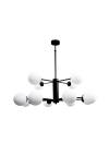 InLight Κρεμαστό φωτιστικό από μαύρο μέταλλο και λευκή οπαλίνα 12XG9 D:100cm (5315-12)
