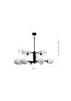 InLight Κρεμαστό φωτιστικό από μαύρο μέταλλο και λευκή οπαλίνα 12XG9 D:100cm (5315-12)