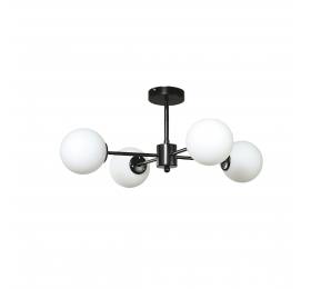 InLight Κρεμαστό φωτιστικό από μαύρο μέταλλο και λευκή οπαλίνα 4XG9 D:50cm (5016-4)