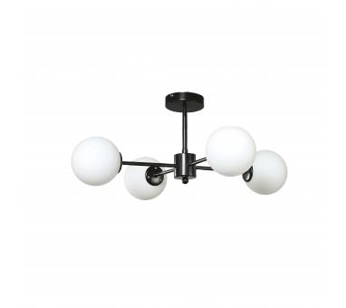 InLight Κρεμαστό φωτιστικό από μαύρο μέταλλο και λευκή οπαλίνα 4XG9 D:50cm (5016-4)