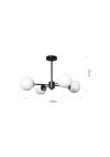 InLight Κρεμαστό φωτιστικό από μαύρο μέταλλο και λευκή οπαλίνα 4XG9 D:50cm (5016-4)