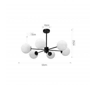 InLight Κρεμαστό φωτιστικό από μαύρο μέταλλο και λευκή οπαλίνα 6XG9 D:55cm (5016-6)