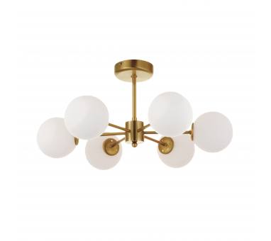 InLight Κρεμαστό φωτιστικό από χρυσό ματ μέταλλο και λευκή οπαλίνα 6XG9 D:55cm (5015-6)