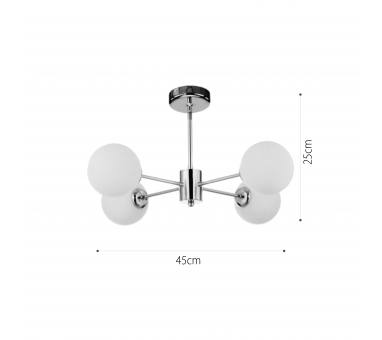 InLight Κρεμαστό φωτιστικό από χρώμιο μέταλλο και λευκή οπαλίνα 4XG9 D:45cm (5014-4)