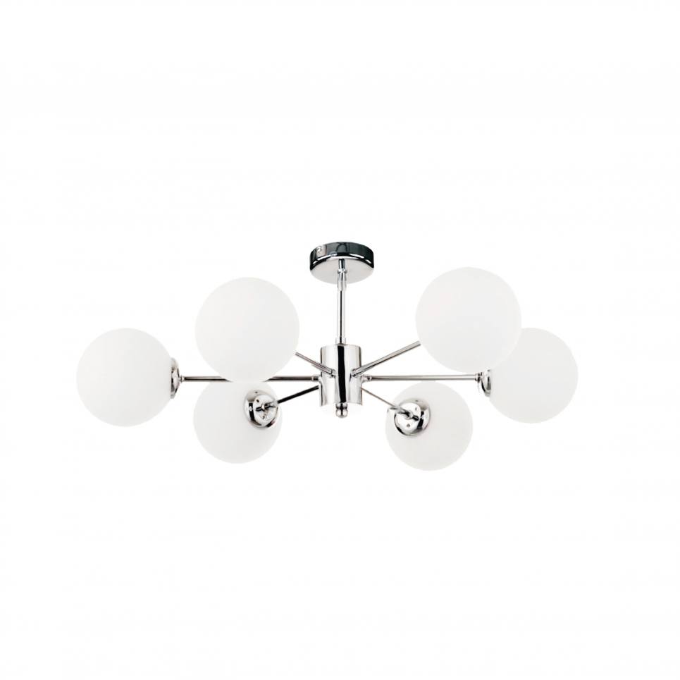 InLight Κρεμαστό φωτιστικό από χρώμιο μέταλλο και λευκή οπαλίνα 6XG9 D:55cm (5014-6)