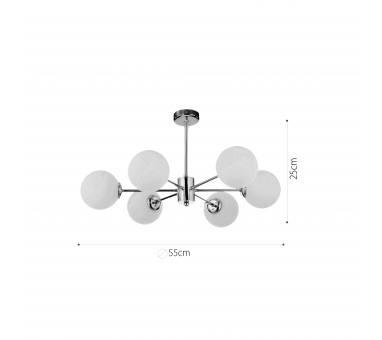 InLight Κρεμαστό φωτιστικό από χρώμιο μέταλλο και λευκή οπαλίνα 6XG9 D:55cm (5014-6)