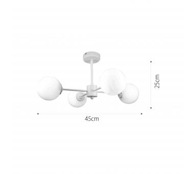 InLight Κρεμαστό φωτιστικό από λευκό μέταλλο και λευκή οπαλίνα 4XG9 D:45cm (5013-4)