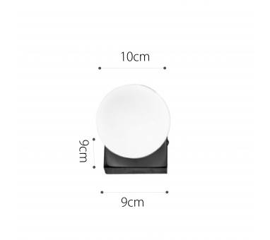 InLight Επιτοίχιο φωτιστικό από μαύρο μέταλλο και λευκή οπαλίνα 1XG9 D:9cm (43422-1)