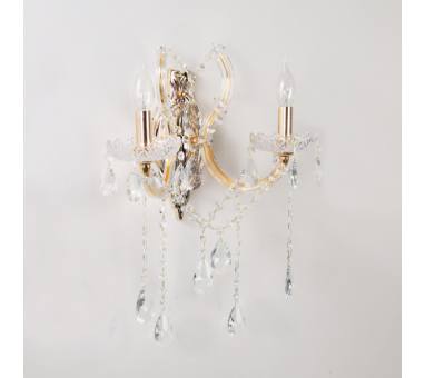 InLight Επιτοίχιο φωτιστικό από οξυντέ μέταλλο γυαλί και κρύσταλλα 2XE14 D:35cm (43250-BRASS)