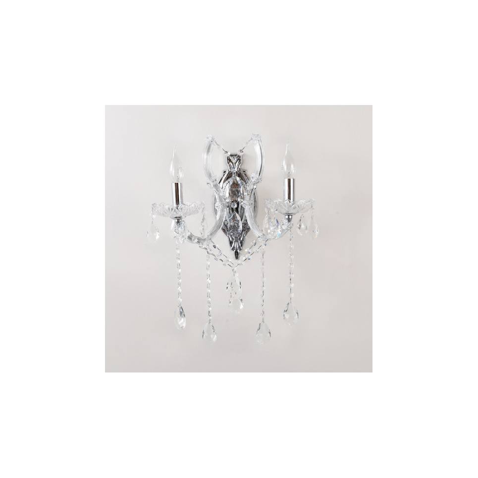 InLight Επιτοίχιο φωτιστικό από οξυντέ χρώμιο γυαλί και κρύσταλλα 2XE14 D:35cm (43250-CHROME)