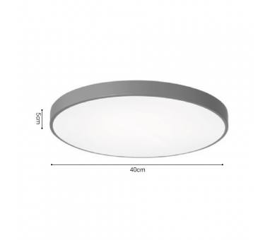 InLight Πλαφονιέρα οροφής LED 24W 3CCT (by switch on base) από γκρι μέταλλο και ακρυλικό D:30cm (42035-D-Gray)