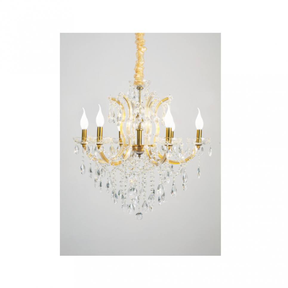 Inlight Κρεμαστό φωτιστικό από οξυντέ μέταλλο γυαλί και κρύσταλλα 6XE14 D:70cm (5244-6-Οξυντέ)