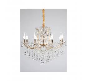 Inlight Κρεμαστό φωτιστικό από χρυσό μέταλλο γυαλί και κρύσταλλα 8XE14 D:80cm (5244-8-Χρυσό)