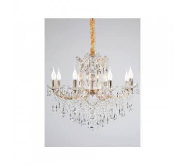 Inlight Κρεμαστό φωτιστικό από χρυσό μέταλλο γυαλί και κρύσταλλα 8XE14 D:80cm (5244-8-Χρυσό)