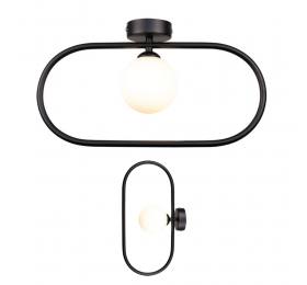 InLight Επιτοίχιο Φωτιστικό Μαύρο G9 – Οβάλ με White Opal Γυαλί 15×40 cm (43030-Black)