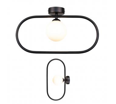 InLight Επιτοίχιο Φωτιστικό Μαύρο G9 – Οβάλ με White Opal Γυαλί 15×40 cm (43030-Black)