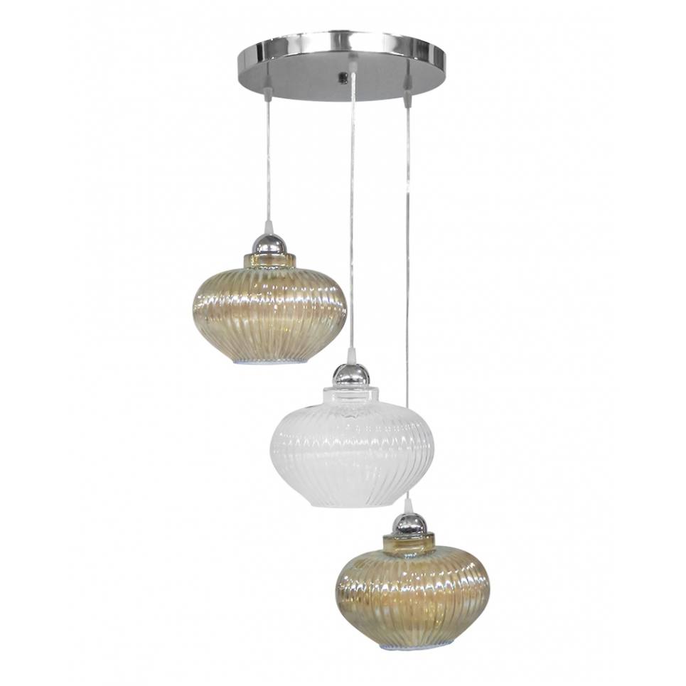 Heronia RIGATO/3L PENDEL NIKEL-2-COLOUR ΚΡΕΜΑΣΤΟ ΑΝΙΣΟΠΕΔΟ ΓΥΑΛΙΝΟ