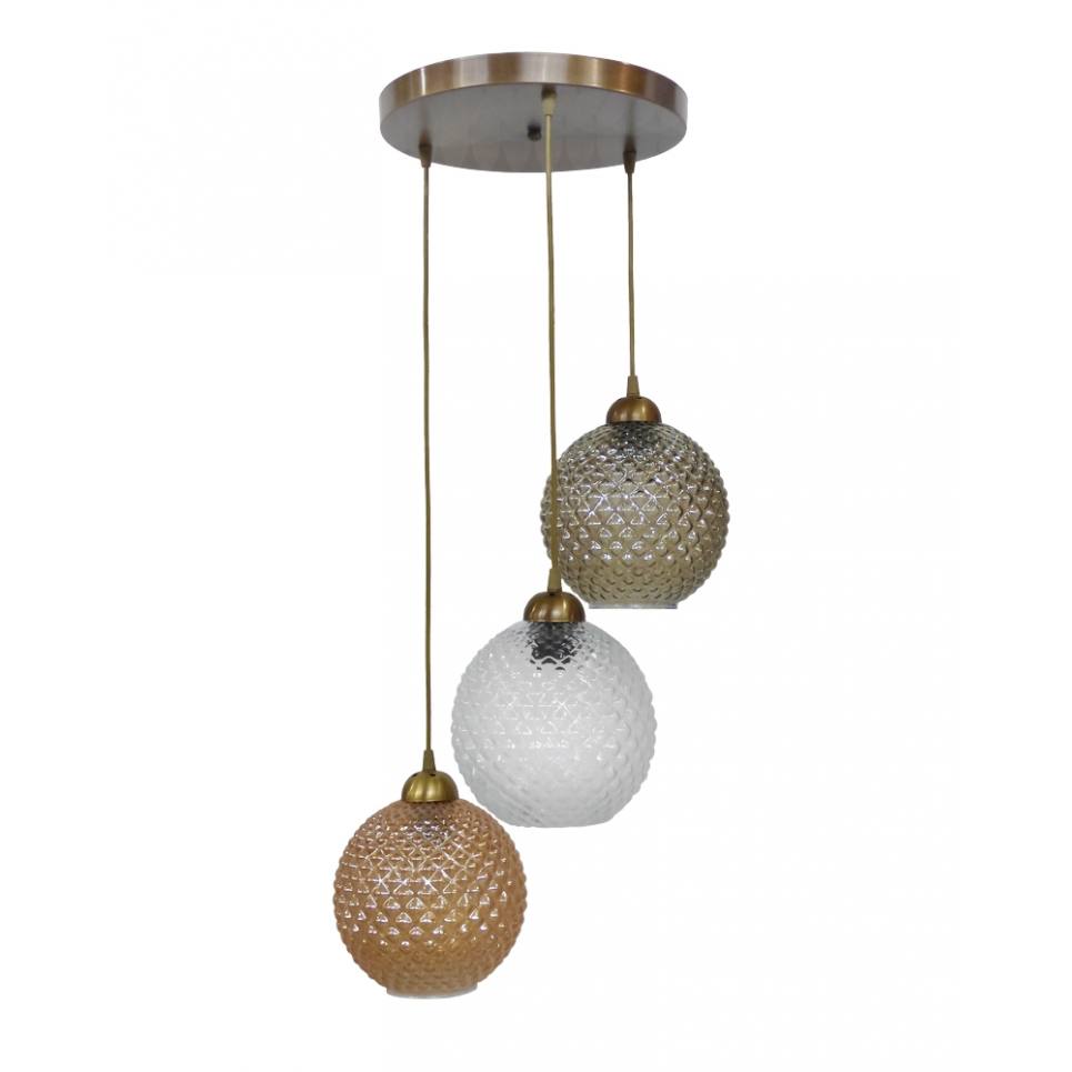 Heronia GL-5010 PENDEL 3/L BRONZE-TRICOLORE BALL ΚΡΕΜΑΣΤΟ