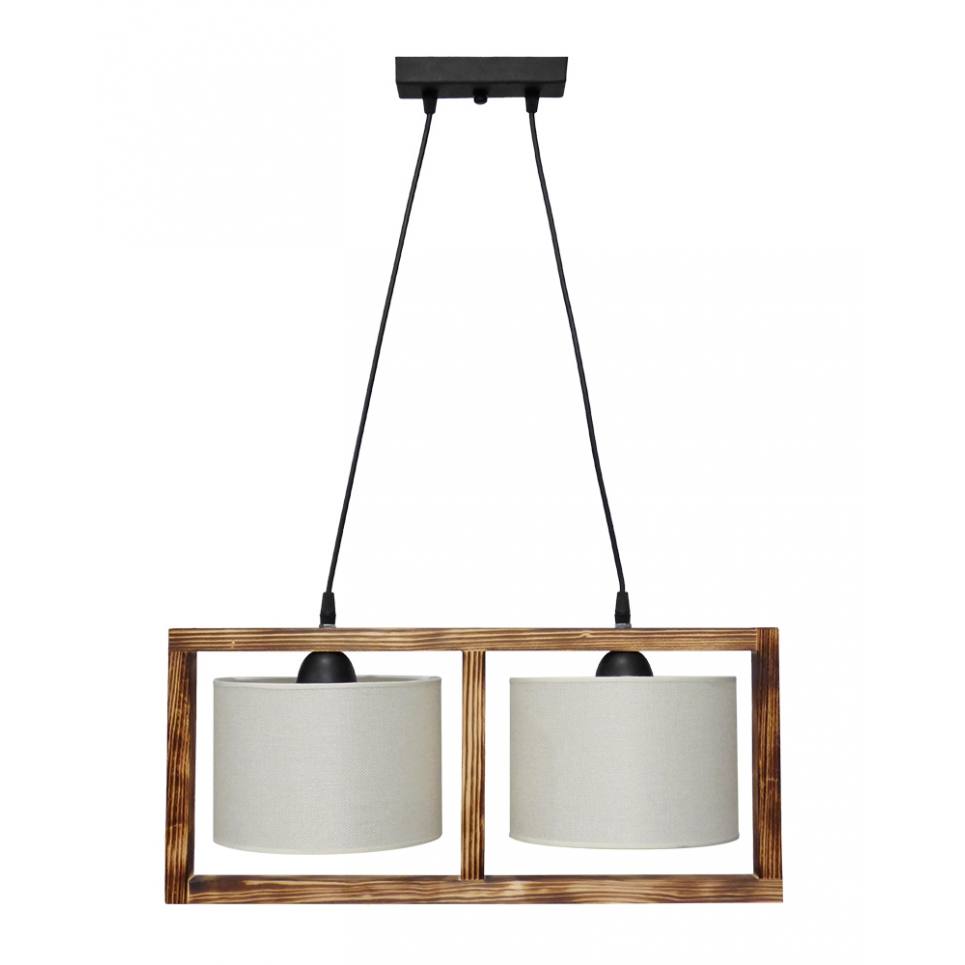 Heronia HKF-01 2/L WOOD ΛΕΥΚΟ/ΚΡΕΜ-ΚΑΜΜΕΝΟ ΚΡΕΜΑΣΤΟ Ε/27 ΞΥΛΟ-ΑΜΠΑΖΟΥΡ