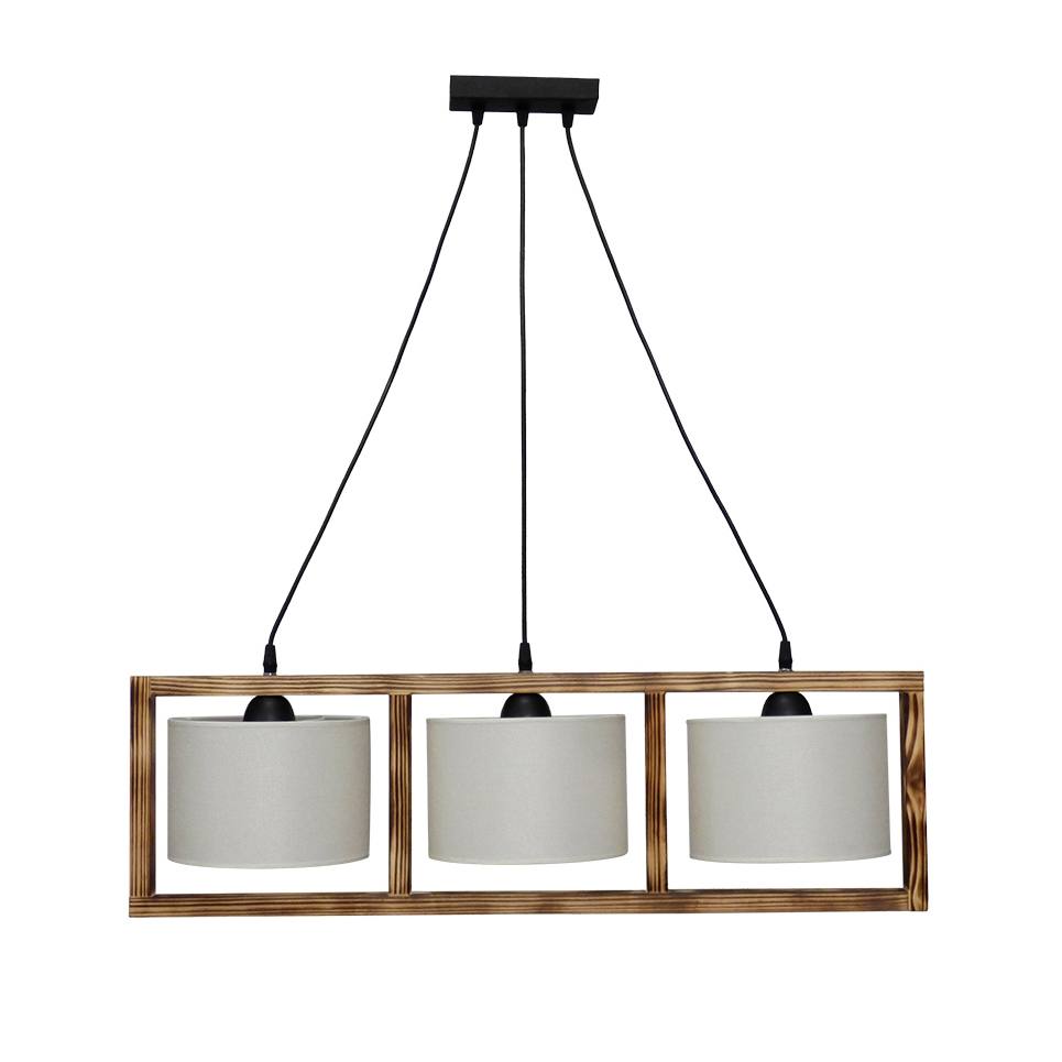 Heronia HKF-01 3/L WOOD ΛΕΥΚΟ/ΚΡΕΜ-ΚΑΜΜΕΝΟ ΚΡΕΜΑΣΤΟ Ε/27 ΞΥΛΟ-ΑΜΠΑΖΟΥΡ