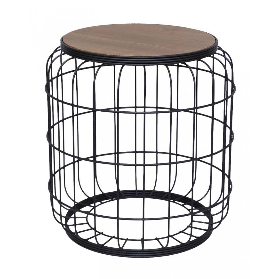 Heronia Τραπεζάκι βοηθητικό -Α- VARELAKI H47xΦ42cm μαύρο μεταλλικό/καφέ ξύλο