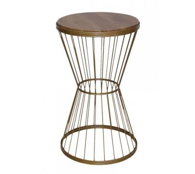 Heronia Τραπεζάκι βοηθητικό -Β- ΚΛΕΨΥΘΡΑ Η58 x Φ35cm χρυσό ματ μεταλλικό/καφέ ξύλο