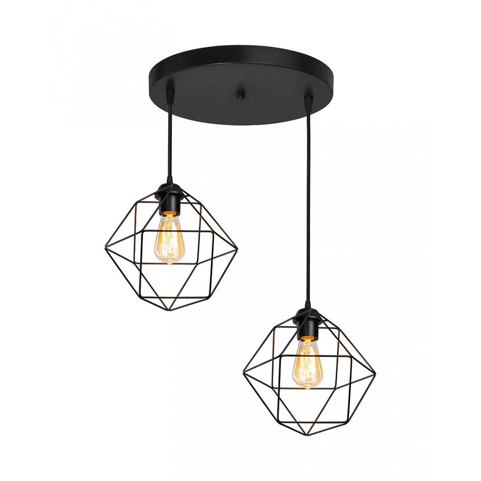 Heronia DM-03PENDEL 2/L BLACK ΚΡΕΜΑΣΤΟ ΑΝΙΣΟΠΕΔΟ ΠΟΛΥΓΩΝΟ ΜΕΤΑΛΛΙΚΟ