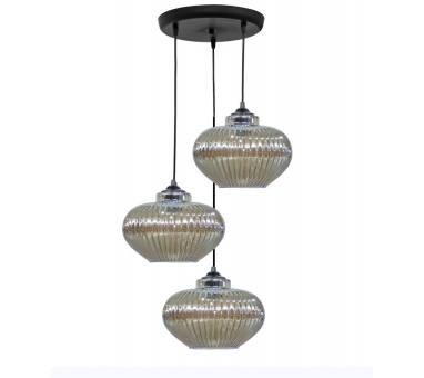 Heronia RIGATO/3L PENDEL BL- FUME ΚΡΕΜΑΣΤΟ ΑΝΙΣΟΠΕΔΟ ΓΥΑΛΙΝΟ