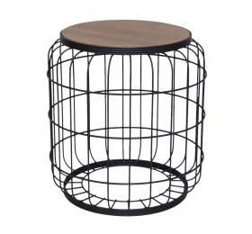 Heronia Τραπεζάκι βοηθητικό -Α- VARELAKI H47xΦ42cm μαύρο μεταλλικό/καφέ ξύλο