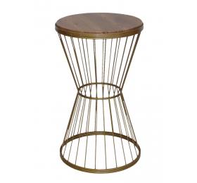 Heronia Τραπεζάκι βοηθητικό -Β- ΚΛΕΨΥΘΡΑ Η58 x Φ35cm χρυσό ματ μεταλλικό/καφέ ξύλο