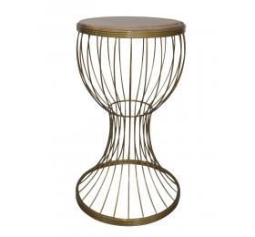 Heronia ΤΡΑΠΕΖΑΚΙ ΒΟΗΘΗΤΙΚΟ -D- ΨΗΛΟ ΠΟΤΗΡΙ Η59 x Φ35cm χρυσό ματ μεταλλικό/καφέ ξύλο