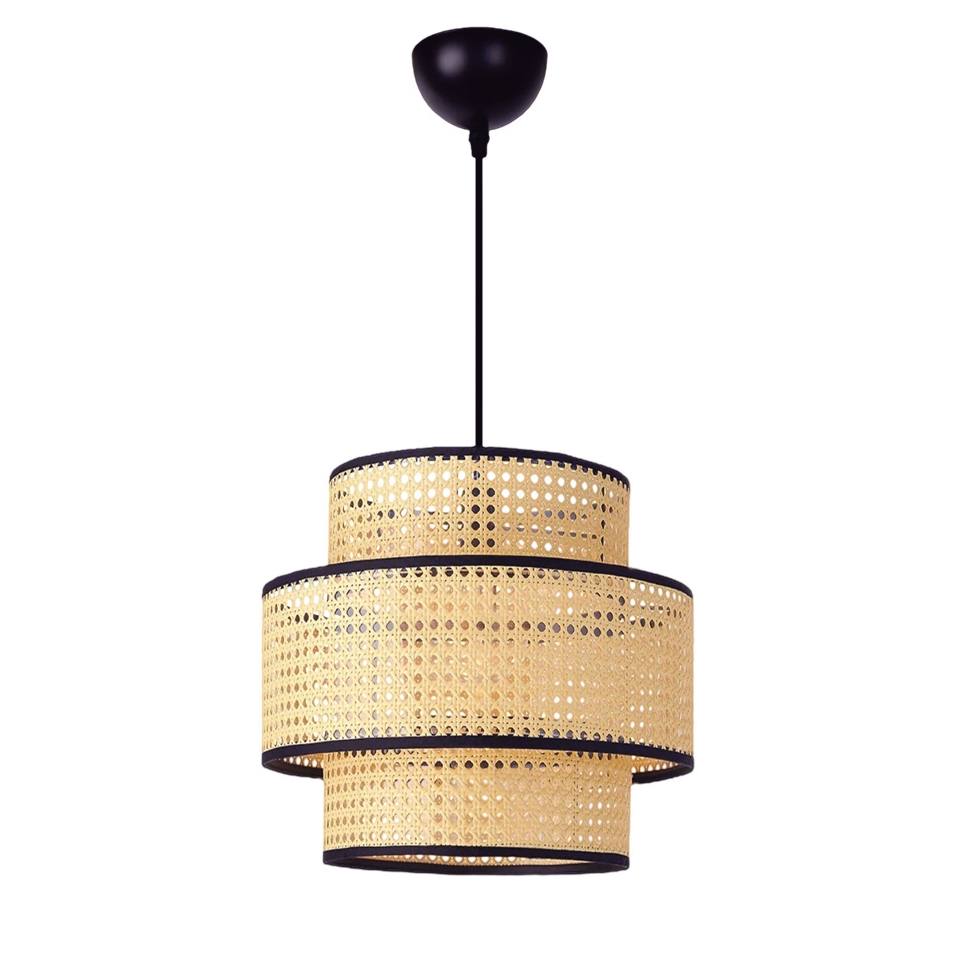 Heronia HK-VIENNA 1L Φ30 BAMBOO-RATTAN ΚΡΕΜΑΣΤΟ ΦΩΤΙΣΤΙΚΟ