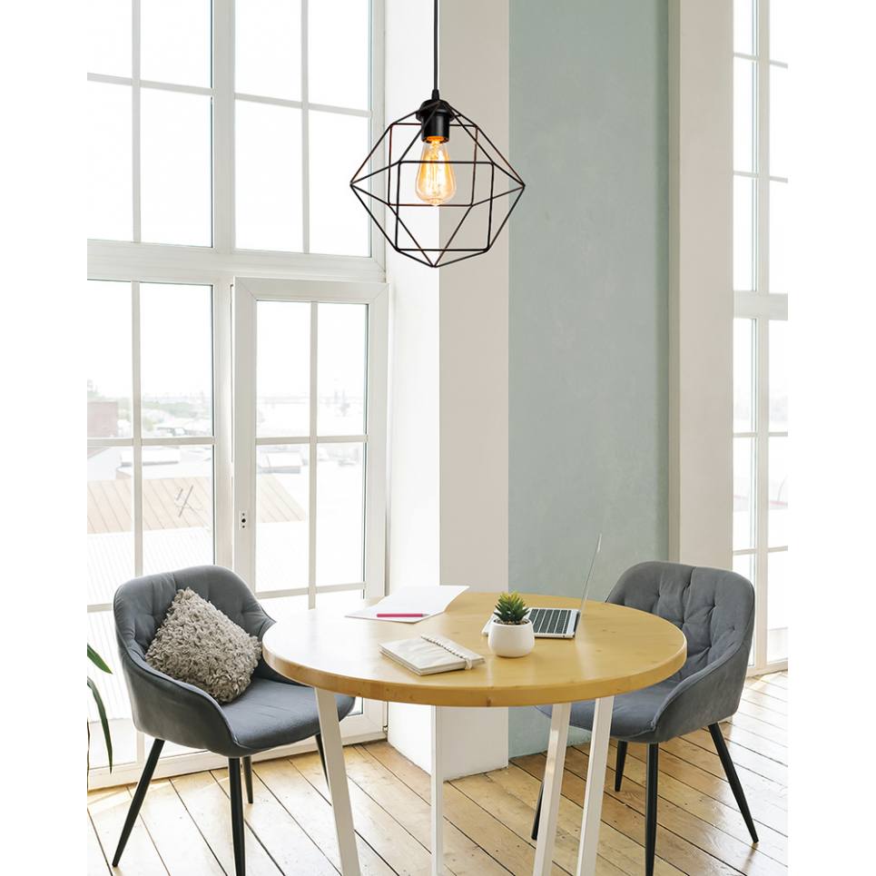 Heronia DM-03 1/L BLACK ΚΡΕΜΑΣΤΟ ΠΟΛΥΓΩΝΟ ΜΕΤΑΛΛΙΚΟ