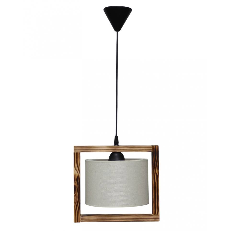 Heronia HKF-01 1/L WOOD ΛΕΥΚΟ/ΚΡΕΜ-ΚΑΜΜΕΝΟ ΚΡΕΜΑΣΤΟ Ε/27 ΞΥΛΟ-ΑΜΠΑΖΟΥΡ