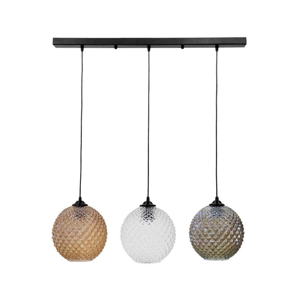 Heronia Κρεμαστό φωτιστικό ράγα GL-5010 3/L RAGA TRICOLORE-BLACK ΓΥΑΛΙΝΟ