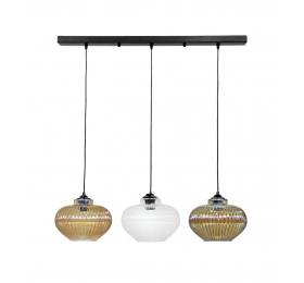 Heronia Κρεμαστό φωτιστικό RIGATO/3 RAGA BL-TRICOLORE ΓΥΑΛΙΝΟ