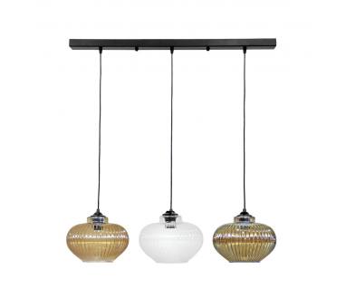 Heronia Κρεμαστό φωτιστικό RIGATO/3 RAGA BL-TRICOLORE ΓΥΑΛΙΝΟ