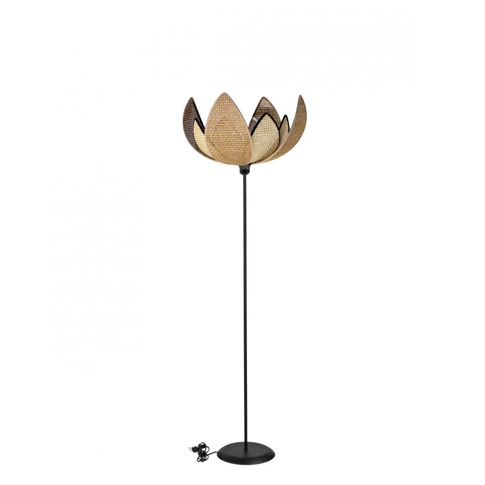 Heronia HFLB-70 FLOOR LAMP BLACK-RATTAN ΟΡΘΟΣΤΑΤΗΣ ΦΥΛΛΑ