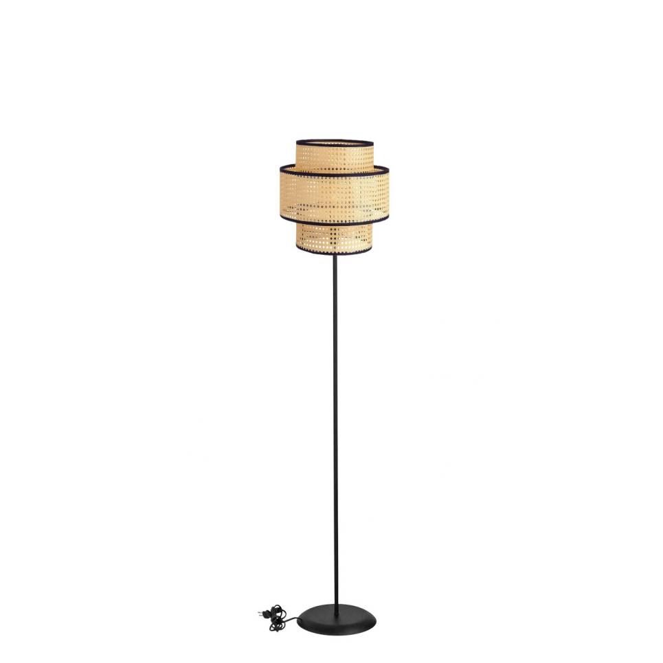 Heronia VIENNA FLOOR LAMP BLACK-RATTAN ΟΡΘΟΣΤ. 3-ΠΑΤΟ ΑΜΠΑΖΟΥΡ