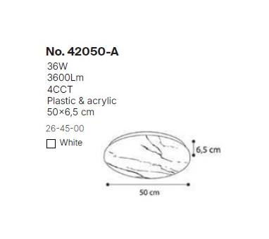 InLight Πλαφονιέρα οροφής LED 36W 4cct από λευκό ακρυλικό D:50cm (42050-Α-Λευκό)