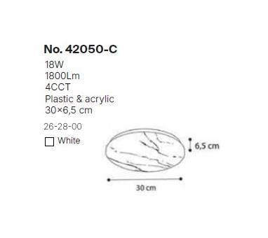 InLight Πλαφονιέρα οροφής LED 18W 4cct από λευκό ακρυλικό D:30cm (42050-C-Λευκό)