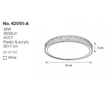 InLight Πλαφονιέρα οροφής LED 36W 4cct από λευκό ακρυλικό D:50cm (42051-Α)