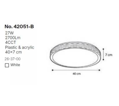 InLight Πλαφονιέρα οροφής LED 27W 4cct από λευκό ακρυλικό D:50cm (42051-B)