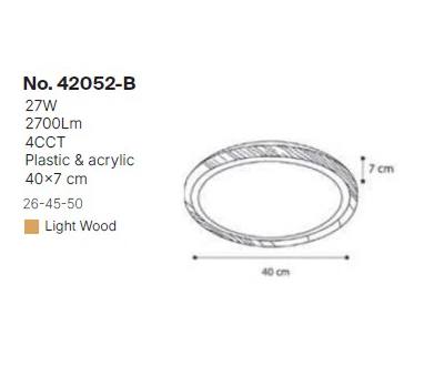 InLight Πλαφονιέρα οροφής από ξύλο, 27W 4CCT αλουμίνιο (42052-B)