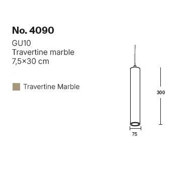 InLight Κρεμαστό φωτιστικό γκρι από travertine marble 1XGU10 D:7,5 x 30cm (4090)